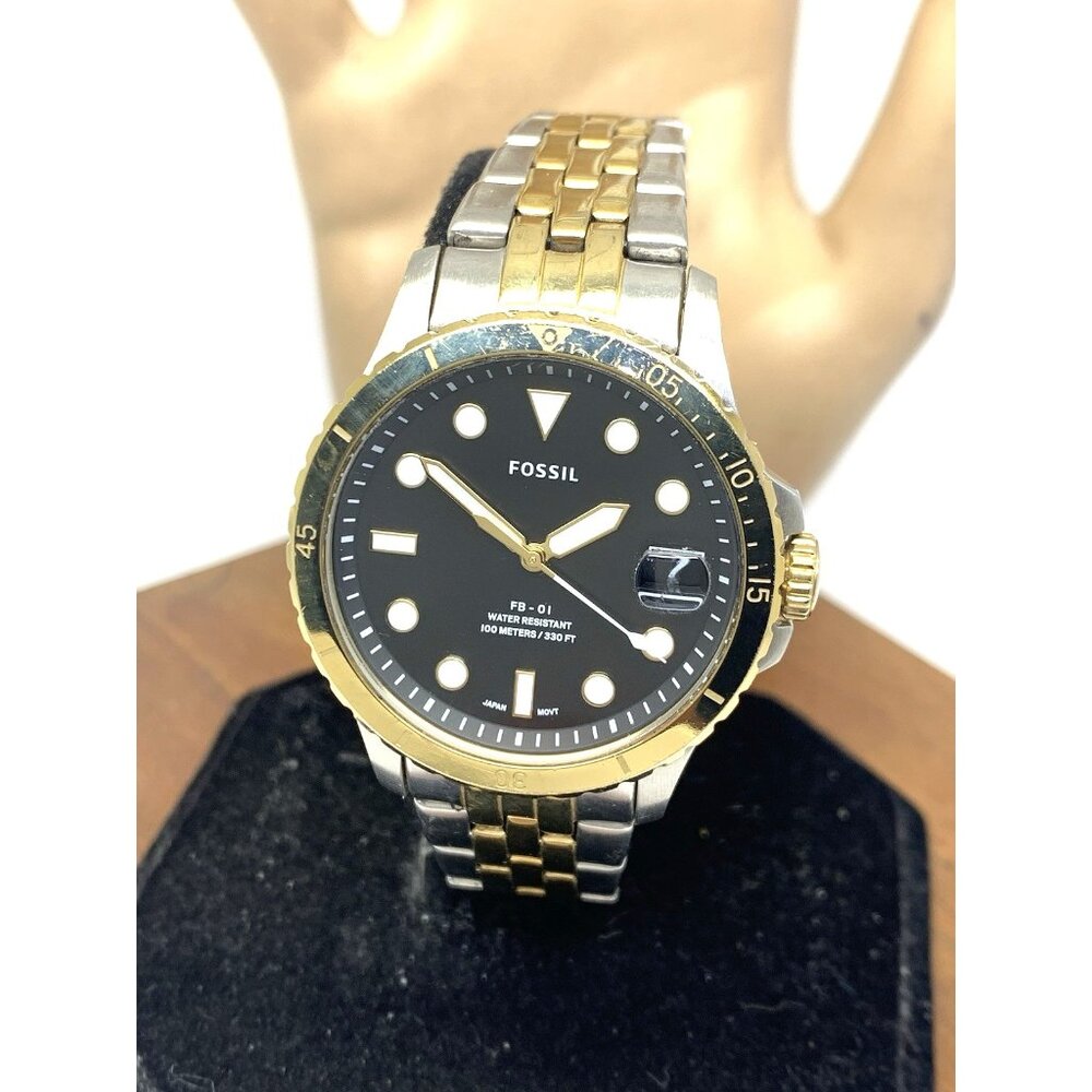 Fossil Women's Watch ES4745 Quartz Black Dial Two Tone Stainless Steel 36mm